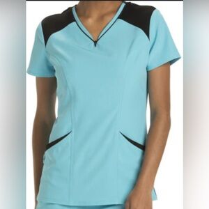 🩺 **LIKE NEW** HeartSoul Women's Zipper V-Neck Blue Scrub Top Size XS